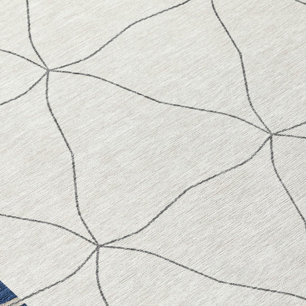 9' X 12' Navy Blue And Blue Geometric Washable Indoor Outdoor Area Rug HomeRoots