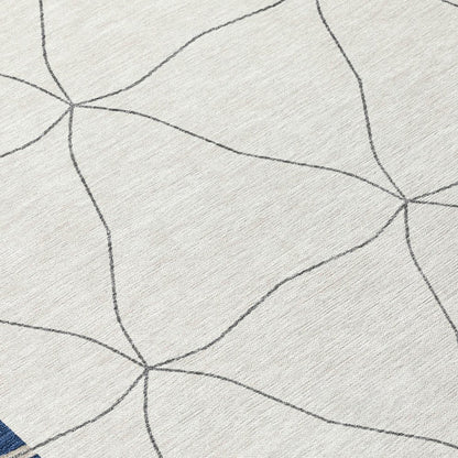 9' X 12' Navy Blue And Blue Geometric Washable Indoor Outdoor Area Rug HomeRoots