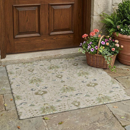 3' X 5' Beige And Brown Oriental Washable Indoor Outdoor Area Rug HomeRoots