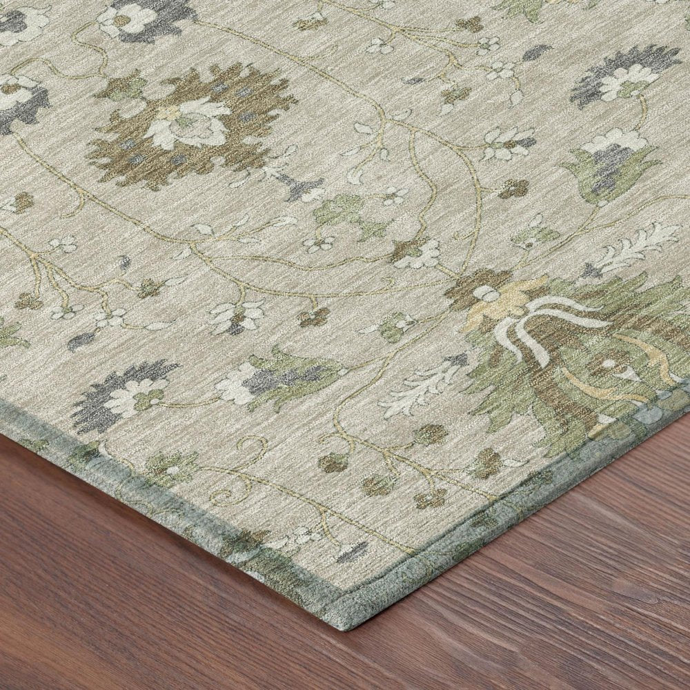 5' X 8' Beige And Brown Oriental Washable Indoor Outdoor Area Rug HomeRoots
