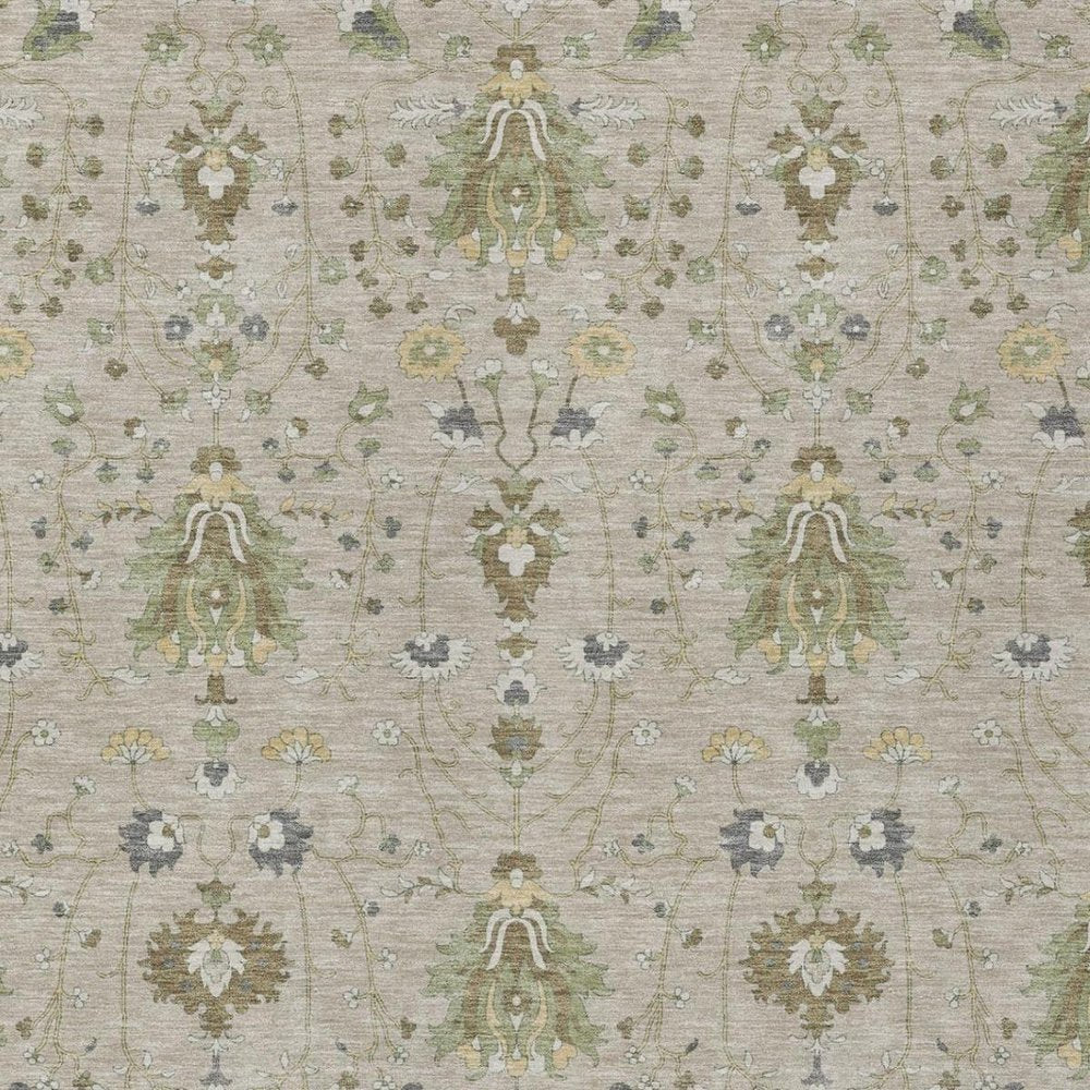 8' X 10' Beige And Brown Oriental Washable Indoor Outdoor Area Rug — view 7
