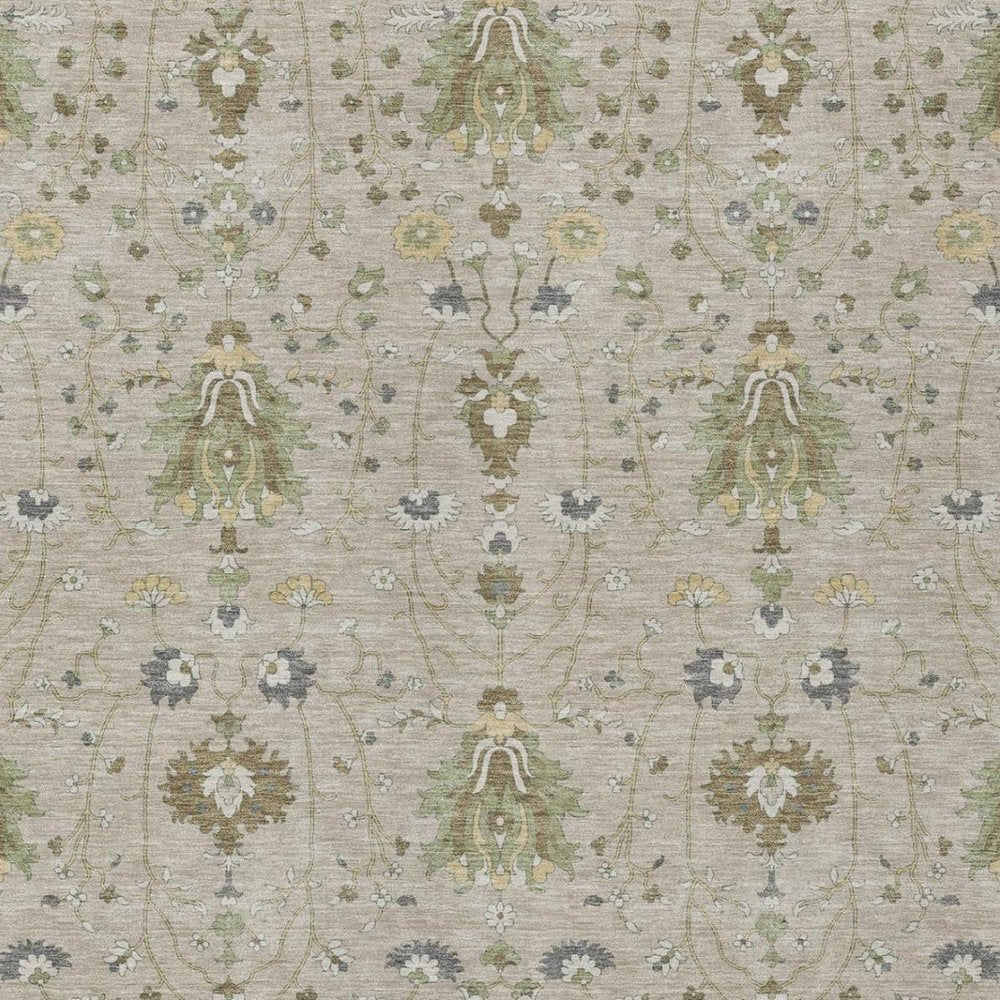 8' X 10' Beige And Brown Oriental Washable Indoor Outdoor Area Rug — view 8