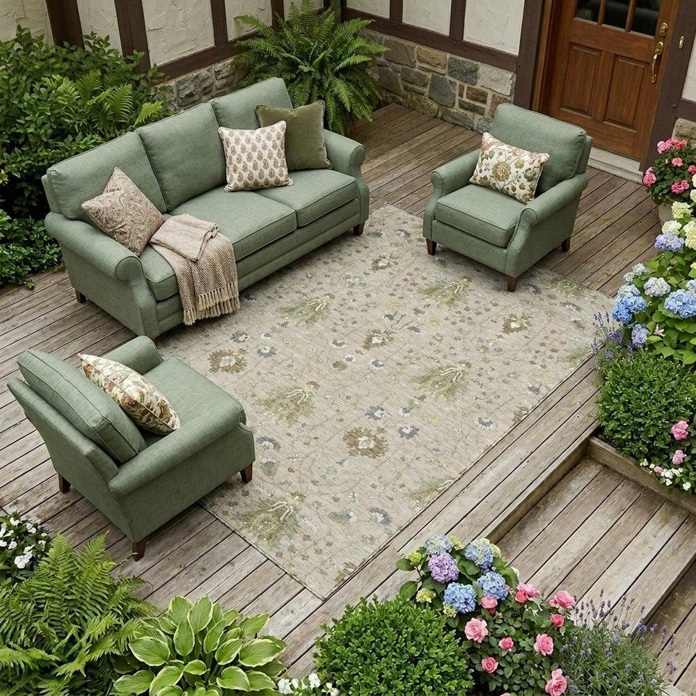 10' X 14' Beige And Brown Oriental Washable Indoor Outdoor Area Rug