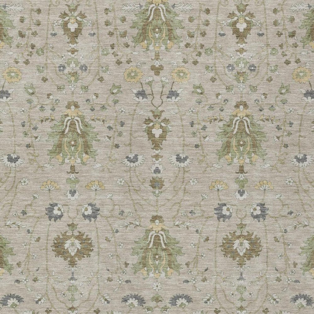 10' X 14' Beige And Brown Oriental Washable Indoor Outdoor Area Rug — view 8