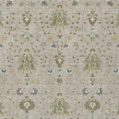 10' X 14' Beige And Brown Oriental Washable Indoor Outdoor Area Rug