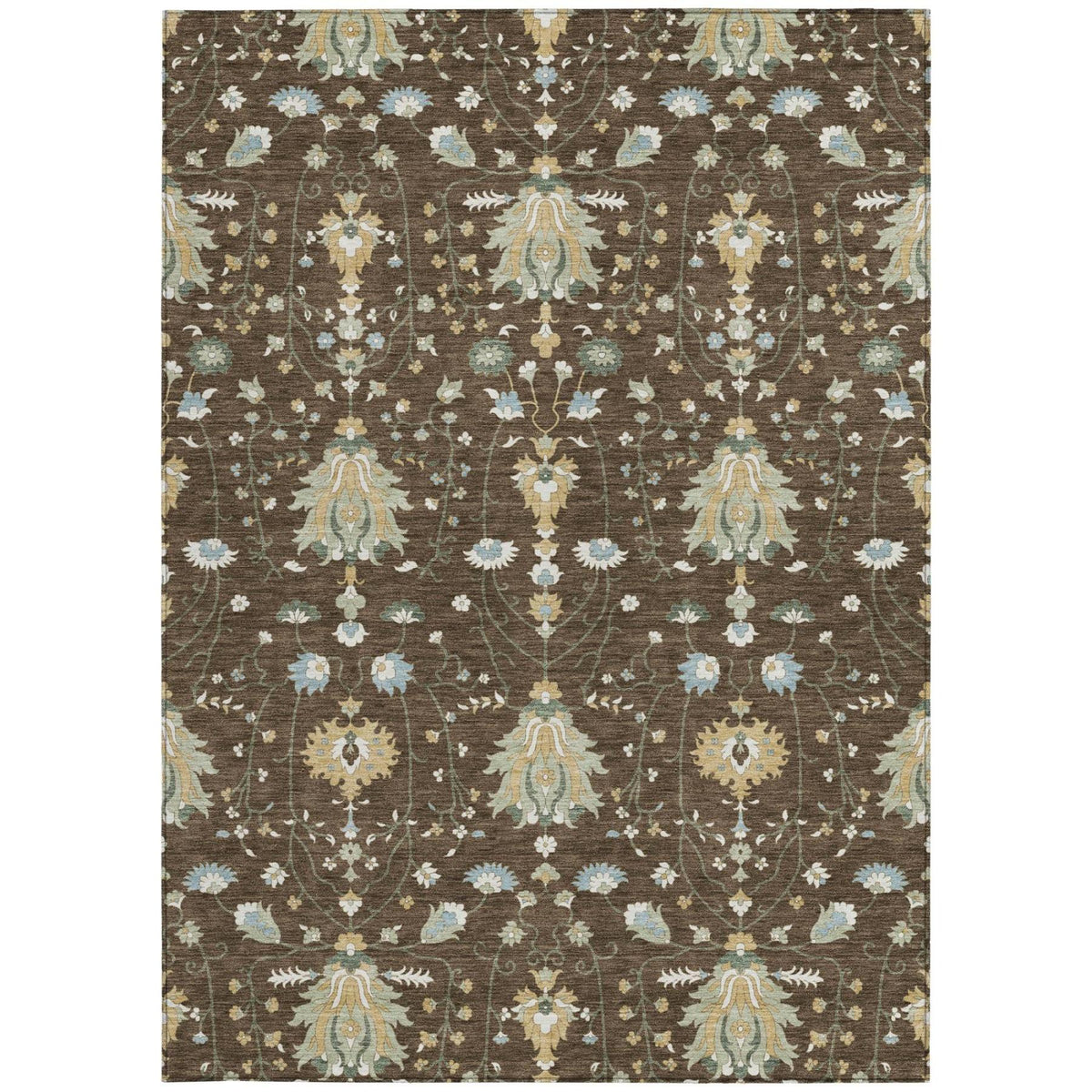 8' X 10' Chocolate And Brown Oriental Washable Indoor Outdoor Area Rug — view 8