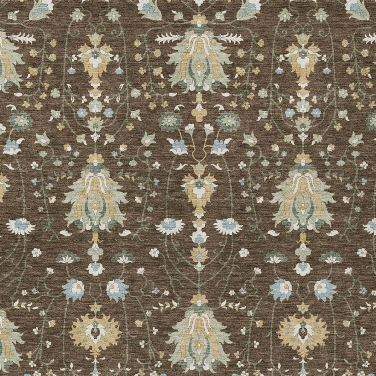 8' X 10' Chocolate And Brown Oriental Washable Indoor Outdoor Area Rug — view 9