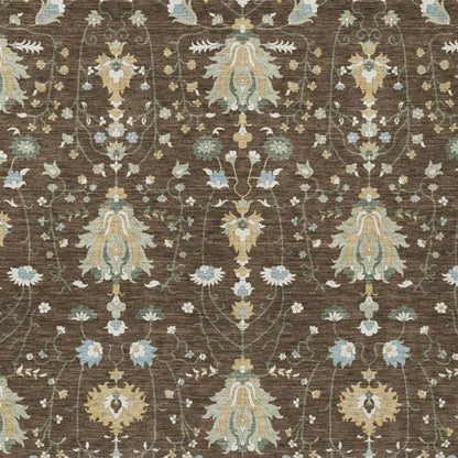 8' X 10' Chocolate And Brown Oriental Washable Indoor Outdoor Area Rug
