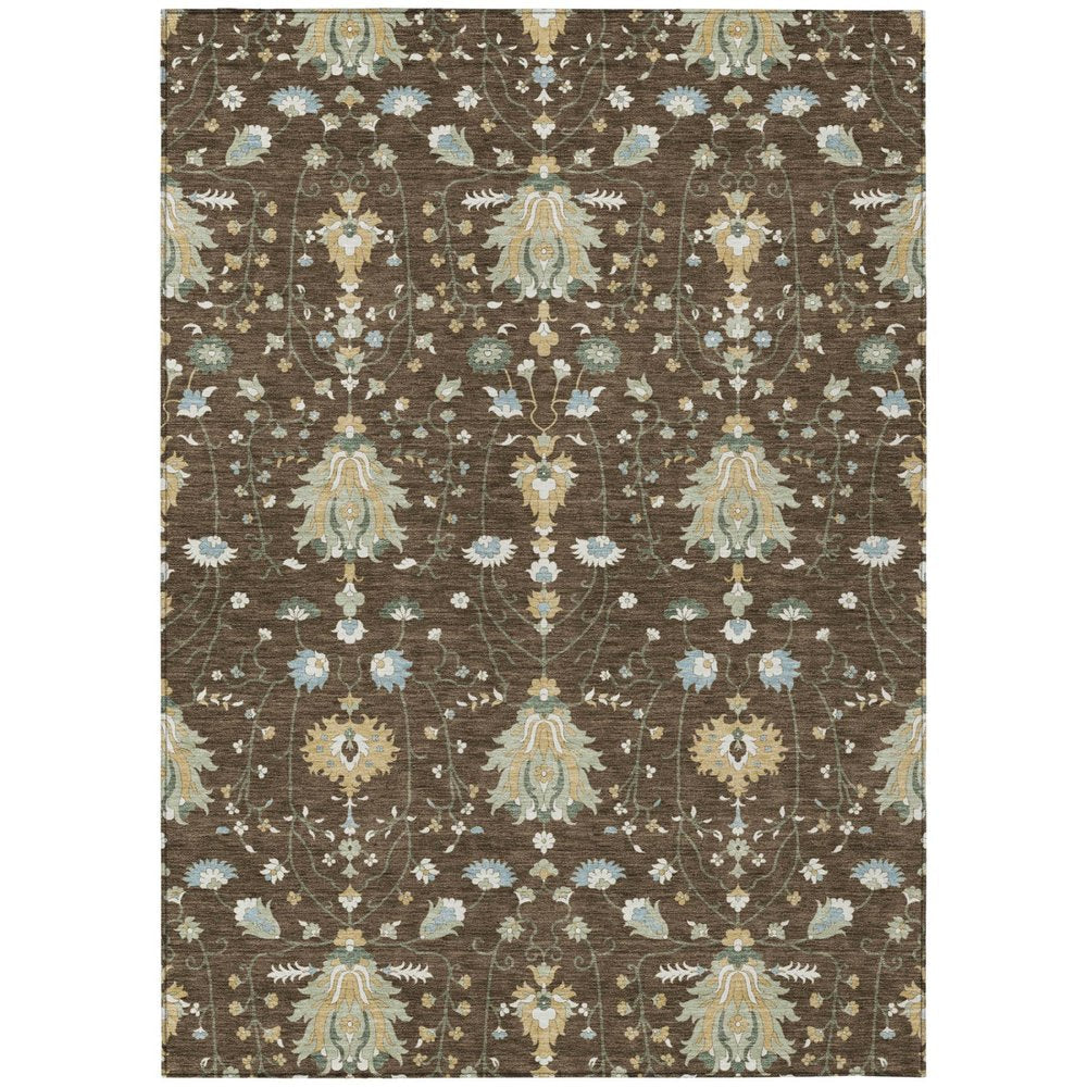 8' X 10' Chocolate And Brown Oriental Washable Indoor Outdoor Area Rug HomeRoots