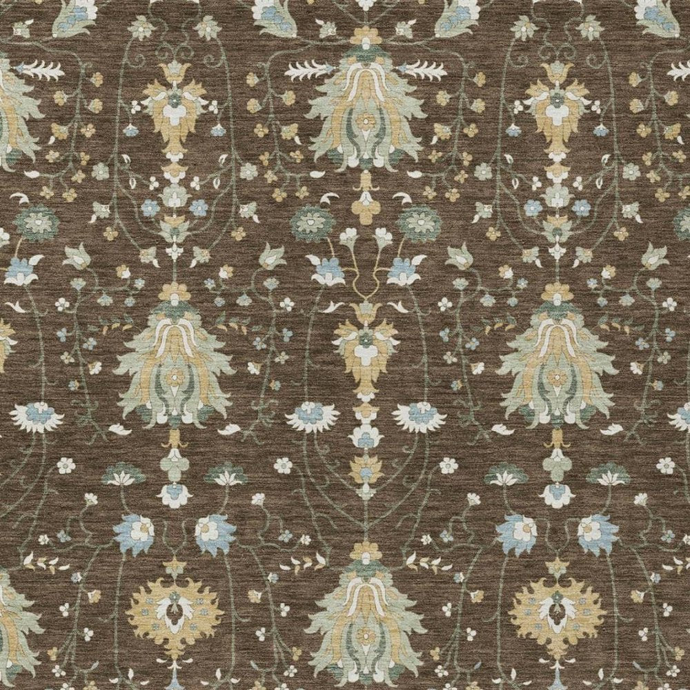10' X 14' Chocolate And Brown Oriental Washable Indoor Outdoor Area Rug — view 6