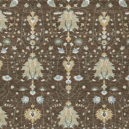 10' X 14' Chocolate And Brown Oriental Washable Indoor Outdoor Area Rug