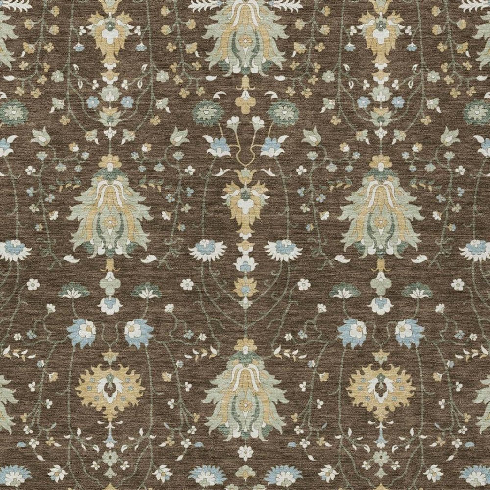 10' X 14' Chocolate And Brown Oriental Washable Indoor Outdoor Area Rug
