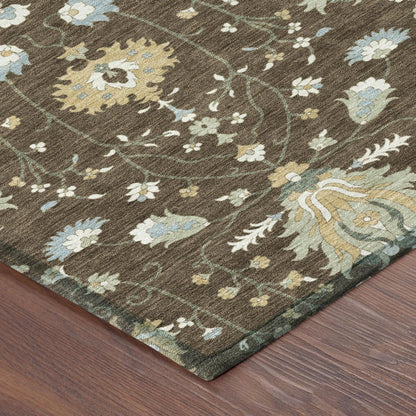 10' X 14' Chocolate And Brown Oriental Washable Indoor Outdoor Area Rug HomeRoots