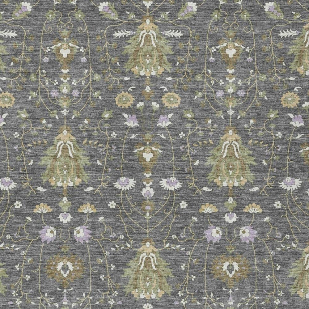 8' X 10' Gray And Graphite Oriental Washable Indoor Outdoor Area Rug — view 8