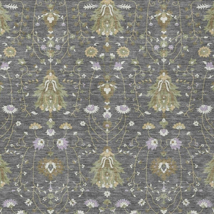 8' X 10' Gray And Graphite Oriental Washable Indoor Outdoor Area Rug