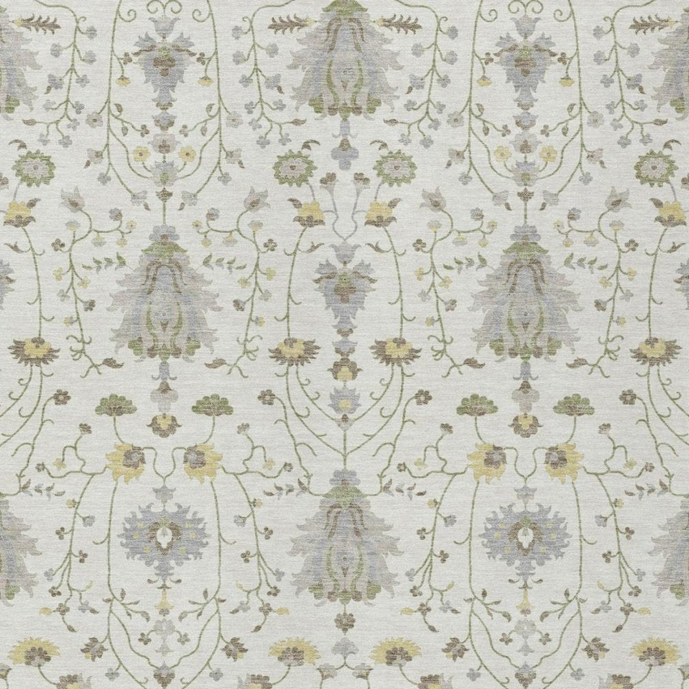 3' X 5' Ivory And Silver Oriental Washable Indoor Outdoor Area Rug — view 7