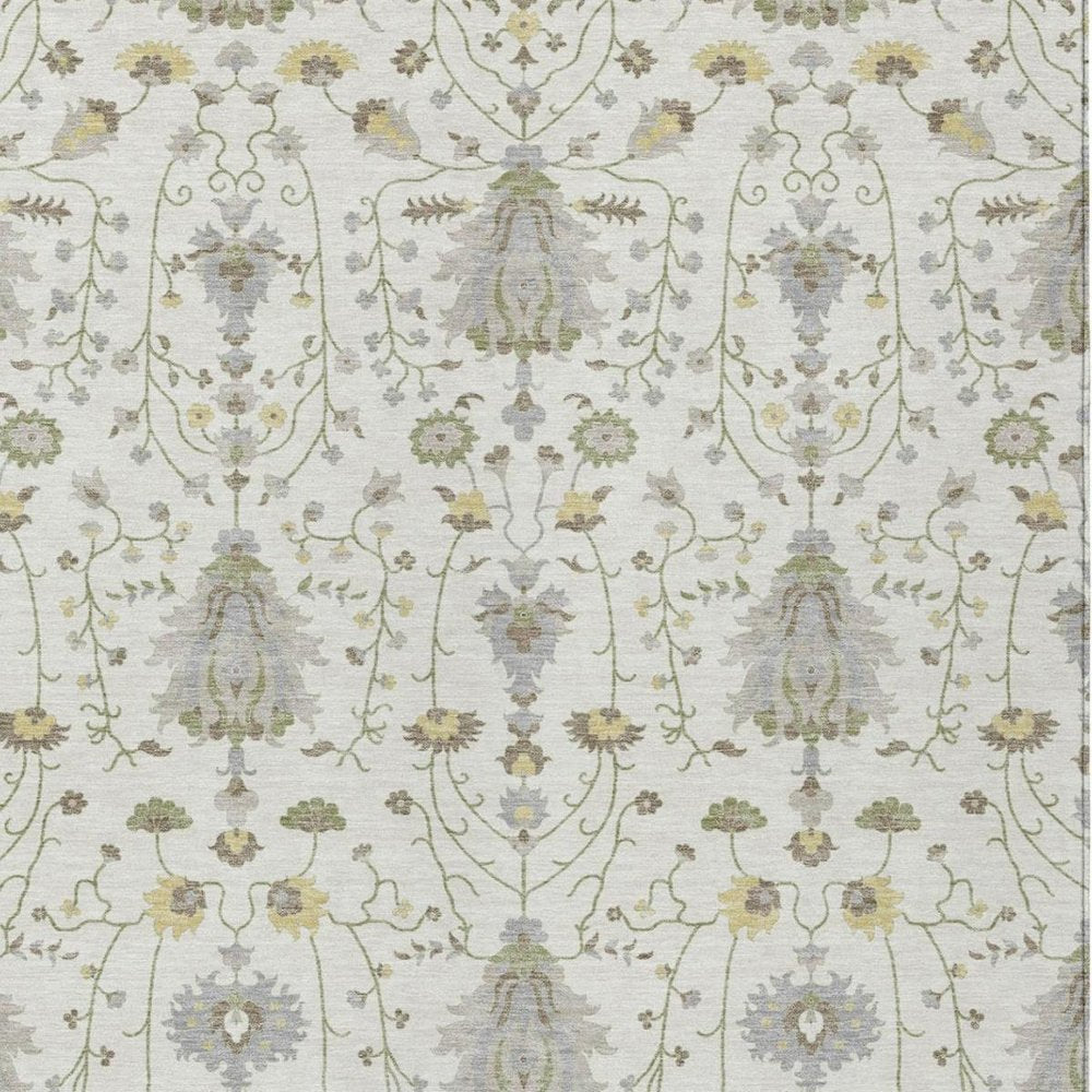 3' X 5' Ivory And Silver Oriental Washable Indoor Outdoor Area Rug — view 8