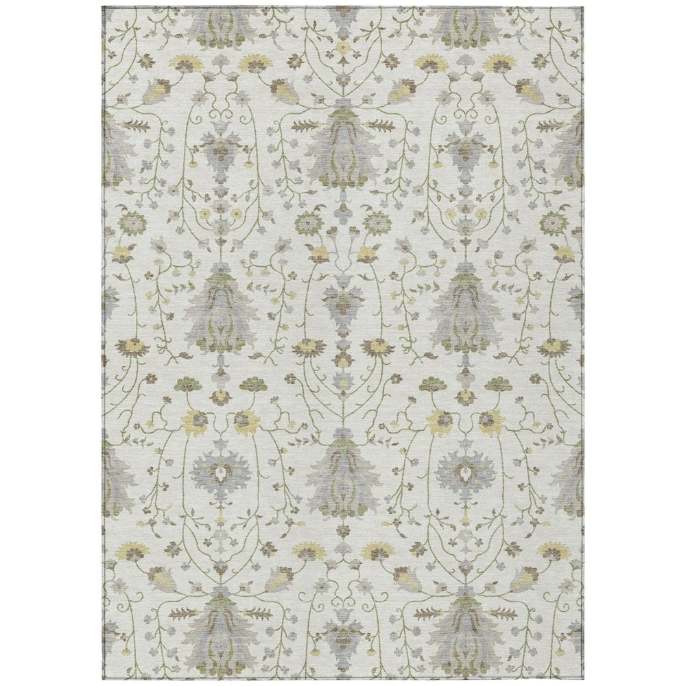 3' X 5' Ivory And Silver Oriental Washable Indoor Outdoor Area Rug — view 1
