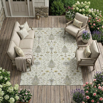 8' X 10' Ivory And Silver Oriental Washable Indoor Outdoor Area Rug HomeRoots