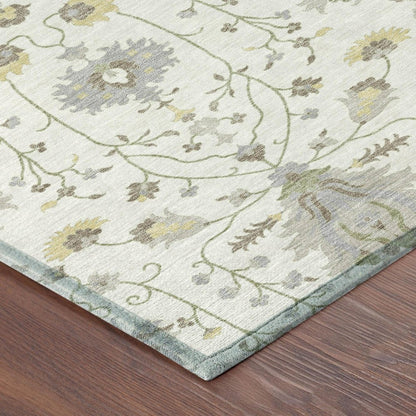 8' X 10' Ivory And Silver Oriental Washable Indoor Outdoor Area Rug HomeRoots
