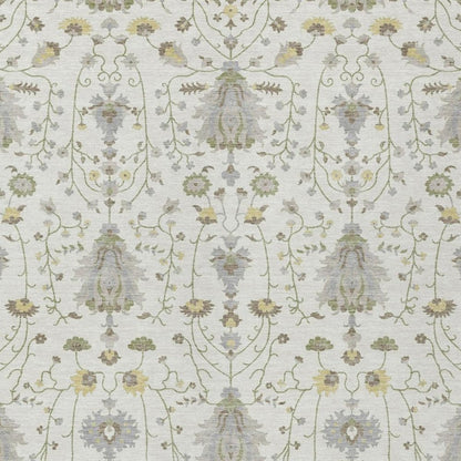 9' X 12' Ivory And Silver Oriental Washable Indoor Outdoor Area Rug