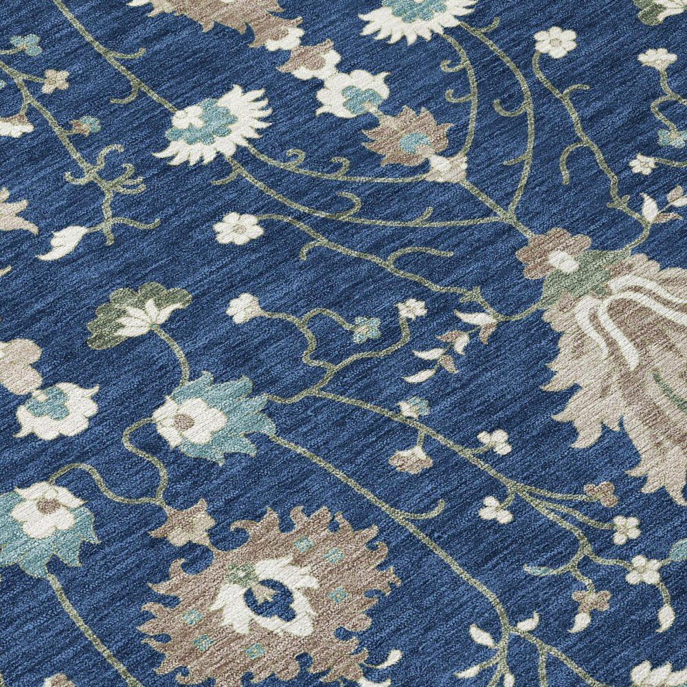 3' X 5' Navy Blue And Blue Oriental Washable Indoor Outdoor Area Rug HomeRoots