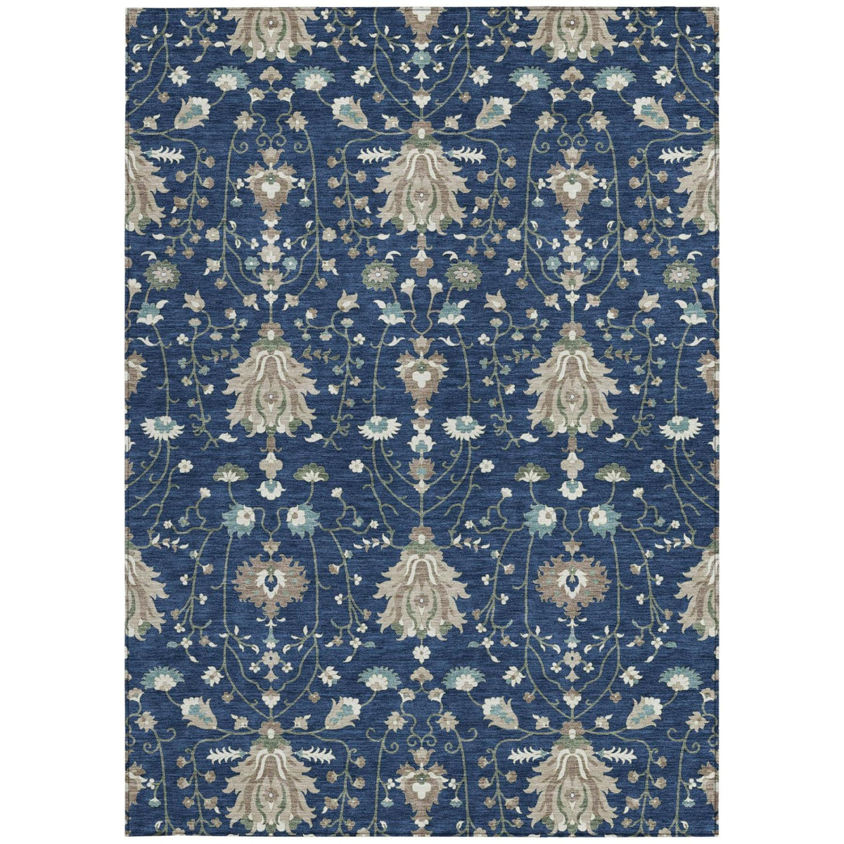 8' X 10' Navy Blue And Blue Oriental Washable Indoor Outdoor Area Rug — view 7