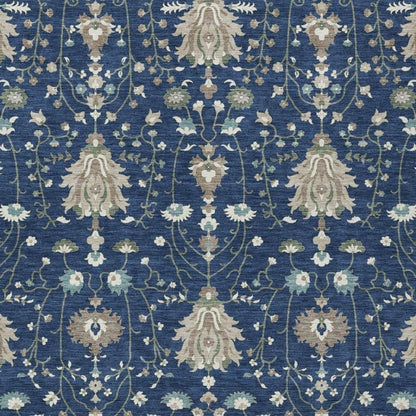9' X 12' Navy Blue And Blue Oriental Washable Indoor Outdoor Area Rug