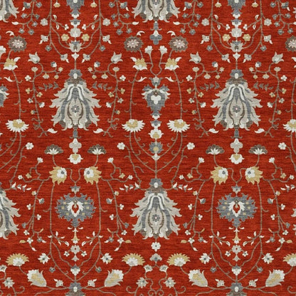 3' X 5' Red And Beige Oriental Washable Indoor Outdoor Area Rug