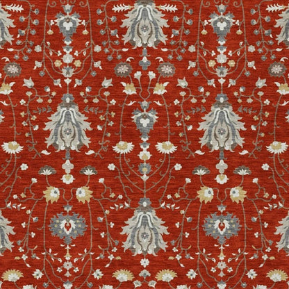 3' X 5' Red And Beige Oriental Washable Indoor Outdoor Area Rug