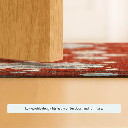 3' X 5' Red And Beige Oriental Washable Indoor Outdoor Area Rug
