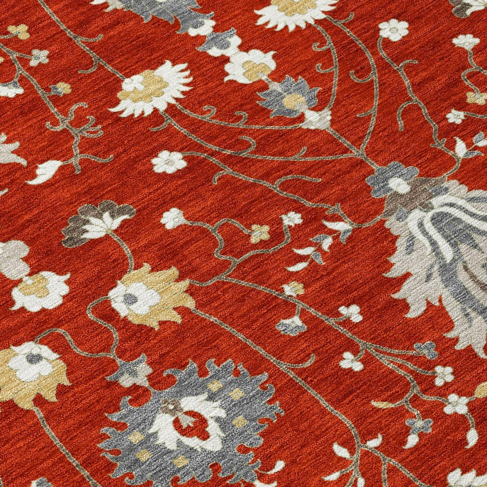 5' X 8' Red And Beige Oriental Washable Indoor Outdoor Area Rug — view 3