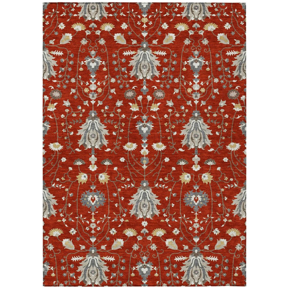 10' X 14' Red And Beige Oriental Washable Indoor Outdoor Area Rug HomeRoots