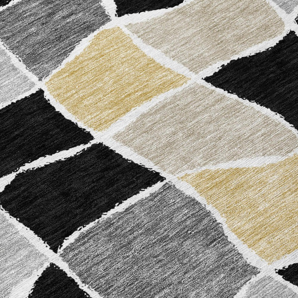 9' X 12' Black And Silver Geometric Washable Indoor Outdoor Area Rug HomeRoots