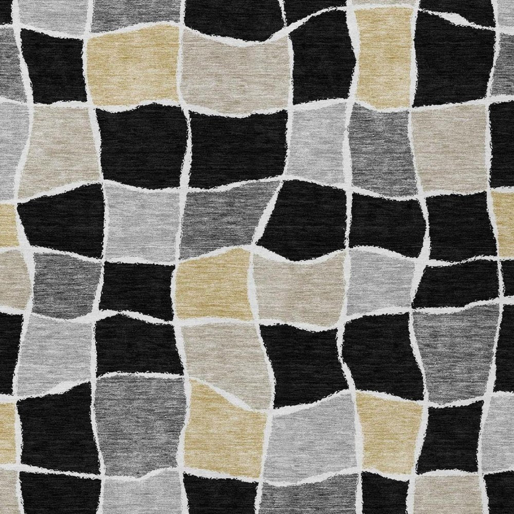 10' X 14' Black And Silver Geometric Washable Indoor Outdoor Area Rug — view 9