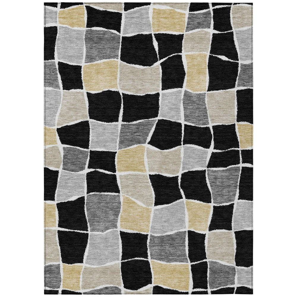 10' X 14' Black And Silver Geometric Washable Indoor Outdoor Area Rug HomeRoots