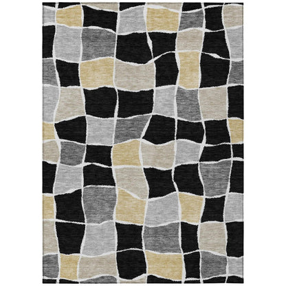 10' X 14' Black And Silver Geometric Washable Indoor Outdoor Area Rug HomeRoots