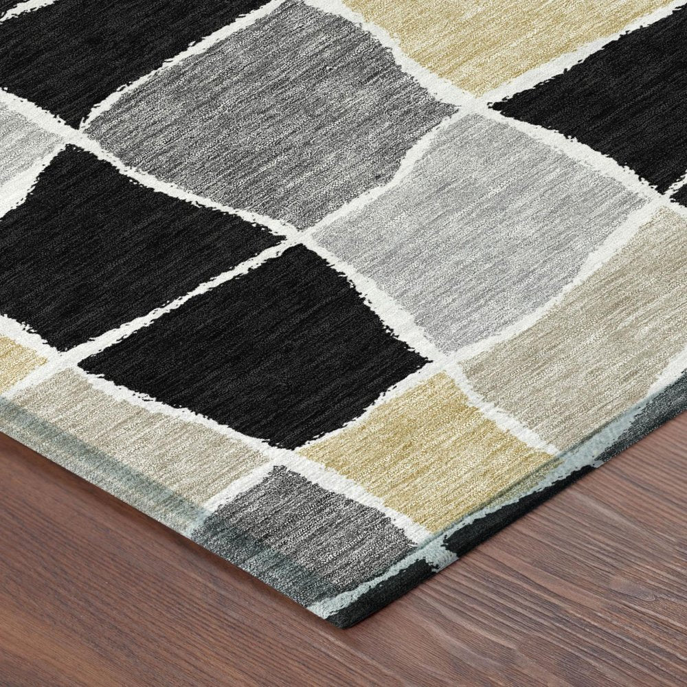 10' X 14' Black And Silver Geometric Washable Indoor Outdoor Area Rug HomeRoots