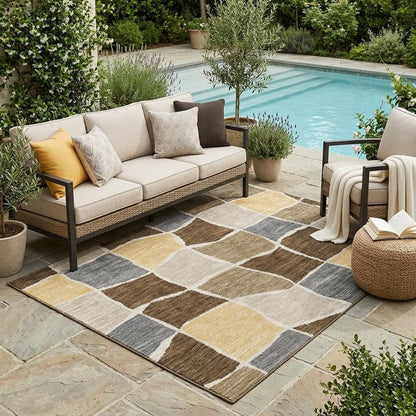 5' X 8' Chocolate And Brown Geometric Washable Indoor Outdoor Area Rug HomeRoots