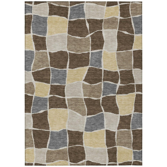 5' X 8' Chocolate And Brown Geometric Washable Indoor Outdoor Area Rug HomeRoots