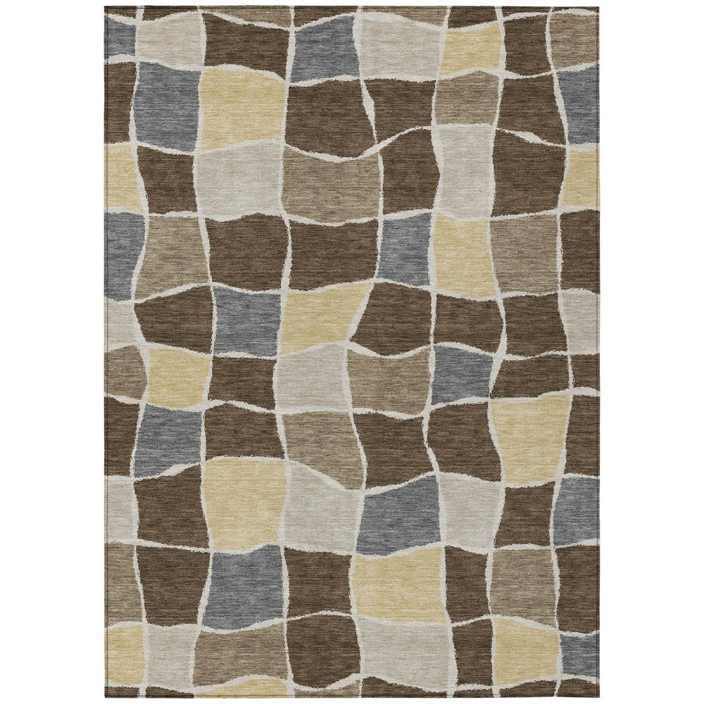 8' X 10' Chocolate And Brown Geometric Washable Indoor Outdoor Area Rug HomeRoots