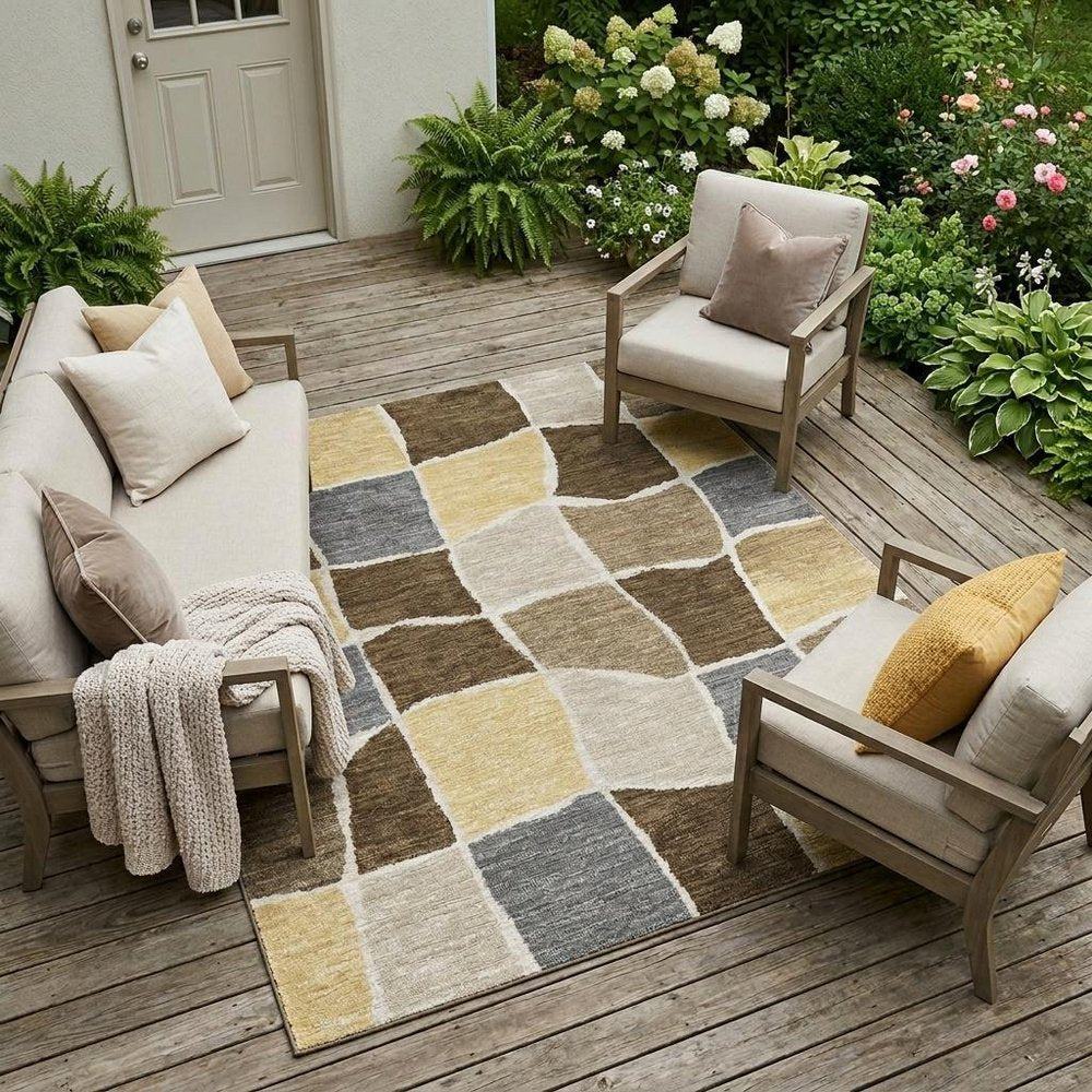 9' X 12' Chocolate And Brown Geometric Washable Indoor Outdoor Area Rug HomeRoots