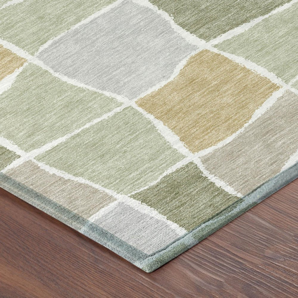 8' X 10' Green And Silver Geometric Washable Indoor Outdoor Area Rug HomeRoots
