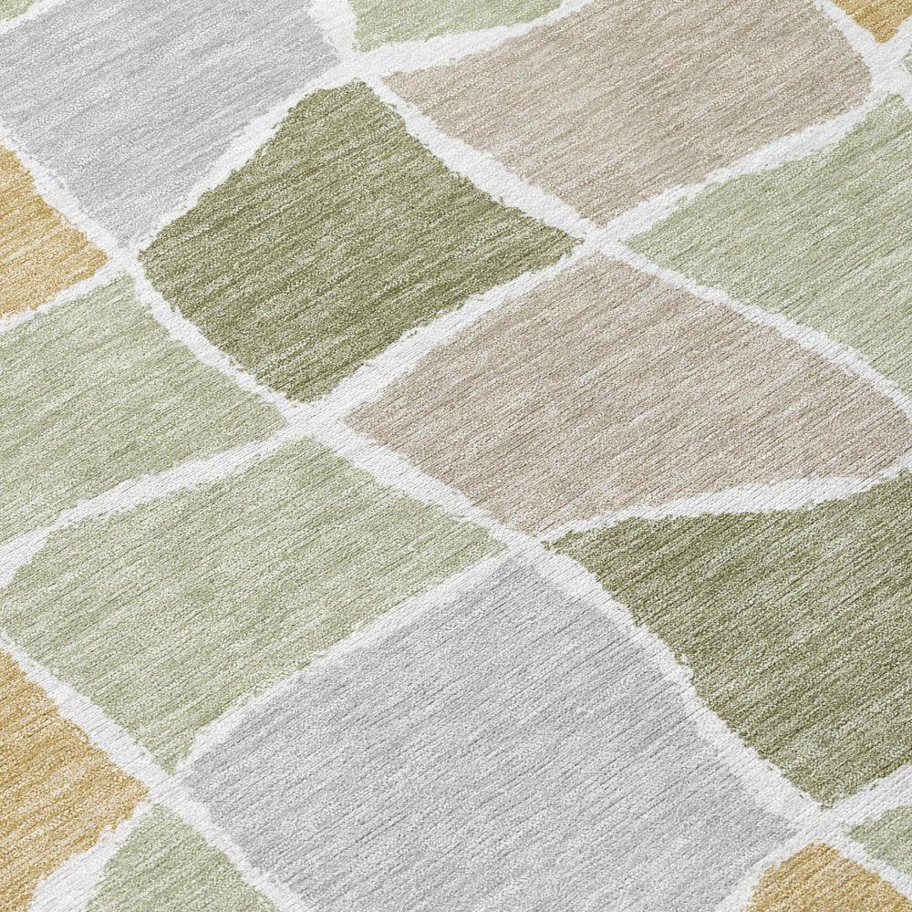10' X 14' Green And Silver Geometric Washable Indoor Outdoor Area Rug HomeRoots