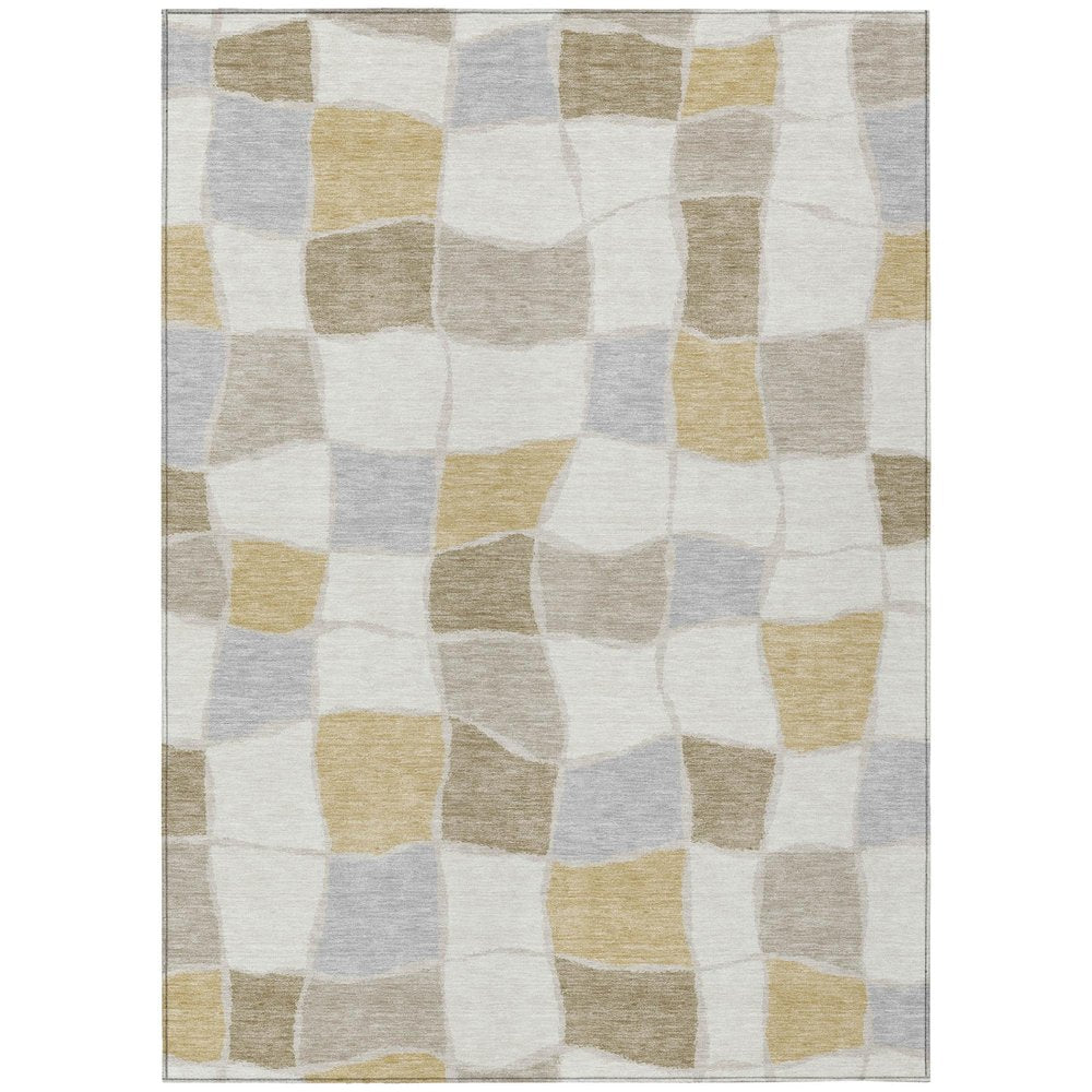 10' X 14' Ivory And Beige Geometric Washable Indoor Outdoor Area Rug HomeRoots