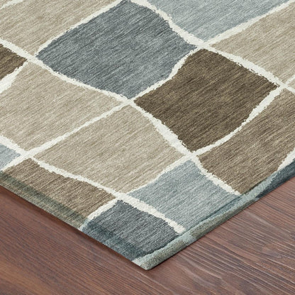 8' X 10' Khaki And Brown Geometric Washable Indoor Outdoor Area Rug HomeRoots