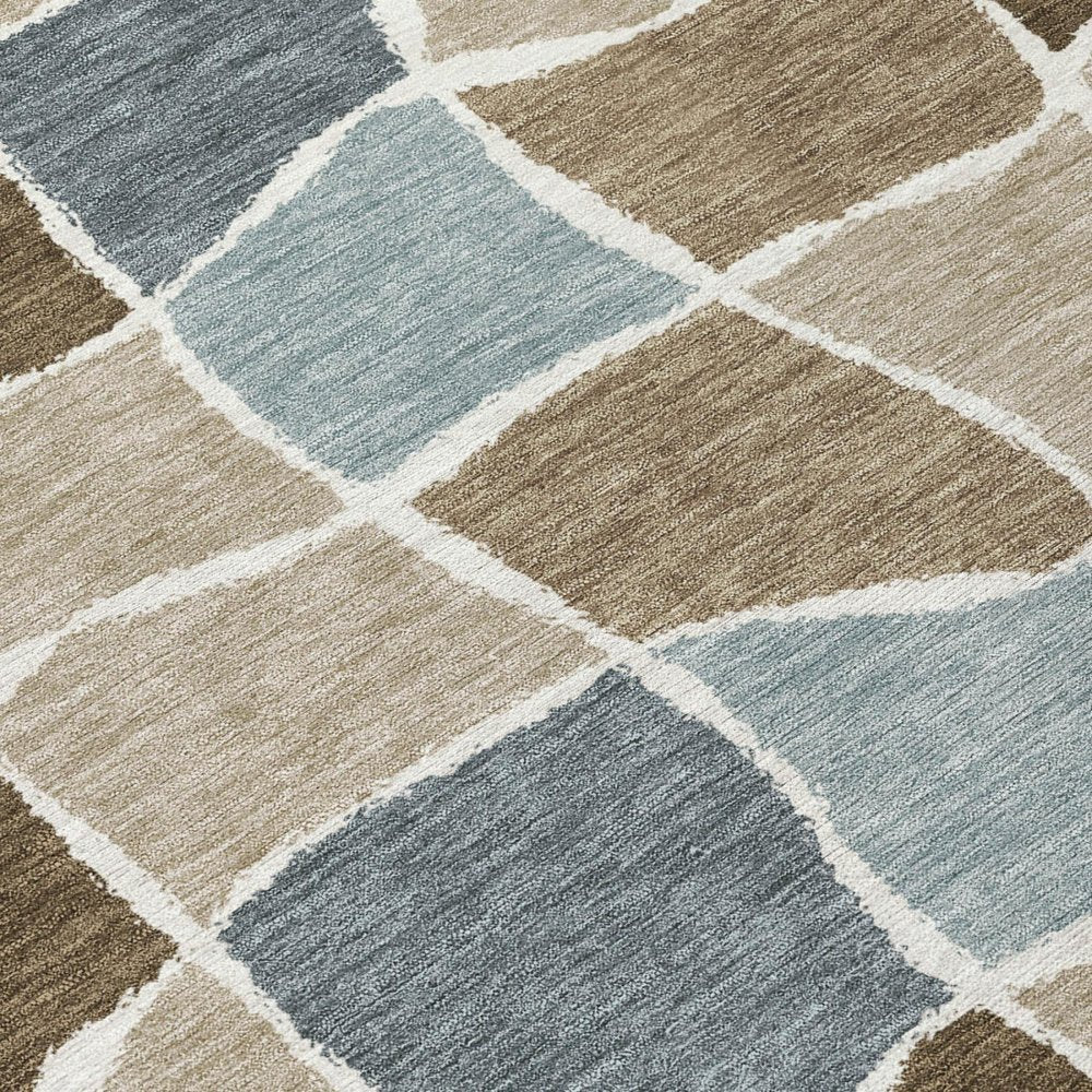 8' X 10' Khaki And Brown Geometric Washable Indoor Outdoor Area Rug HomeRoots
