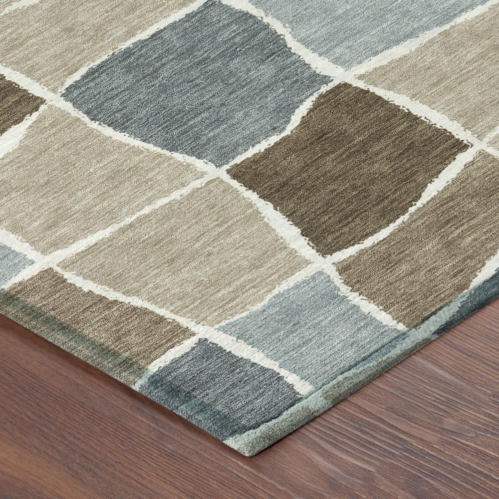 10' X 14' Khaki And Brown Geometric Washable Indoor Outdoor Area Rug HomeRoots