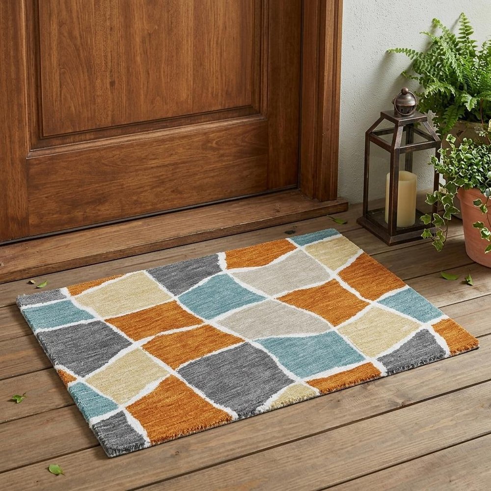 3' X 5' Orange And Graphite Geometric Washable Indoor Outdoor Area Rug HomeRoots