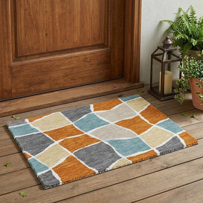 3' X 5' Orange And Graphite Geometric Washable Indoor Outdoor Area Rug HomeRoots